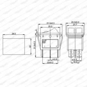 İkili Nokta Işıklı Anahtar KCD2-2101EN On-Off 6 Ayaklı